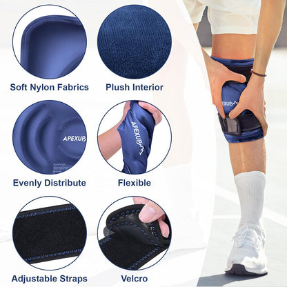 APEXUP Ice Pack for Knee Pain Relief, Large Reusable Wrap After Surgery, Flexible Gel Cold Pack for Injuries, Pain Relief for Back, Shoulder, Elbow, Ankle and Leg (Blue, L, 1PK)