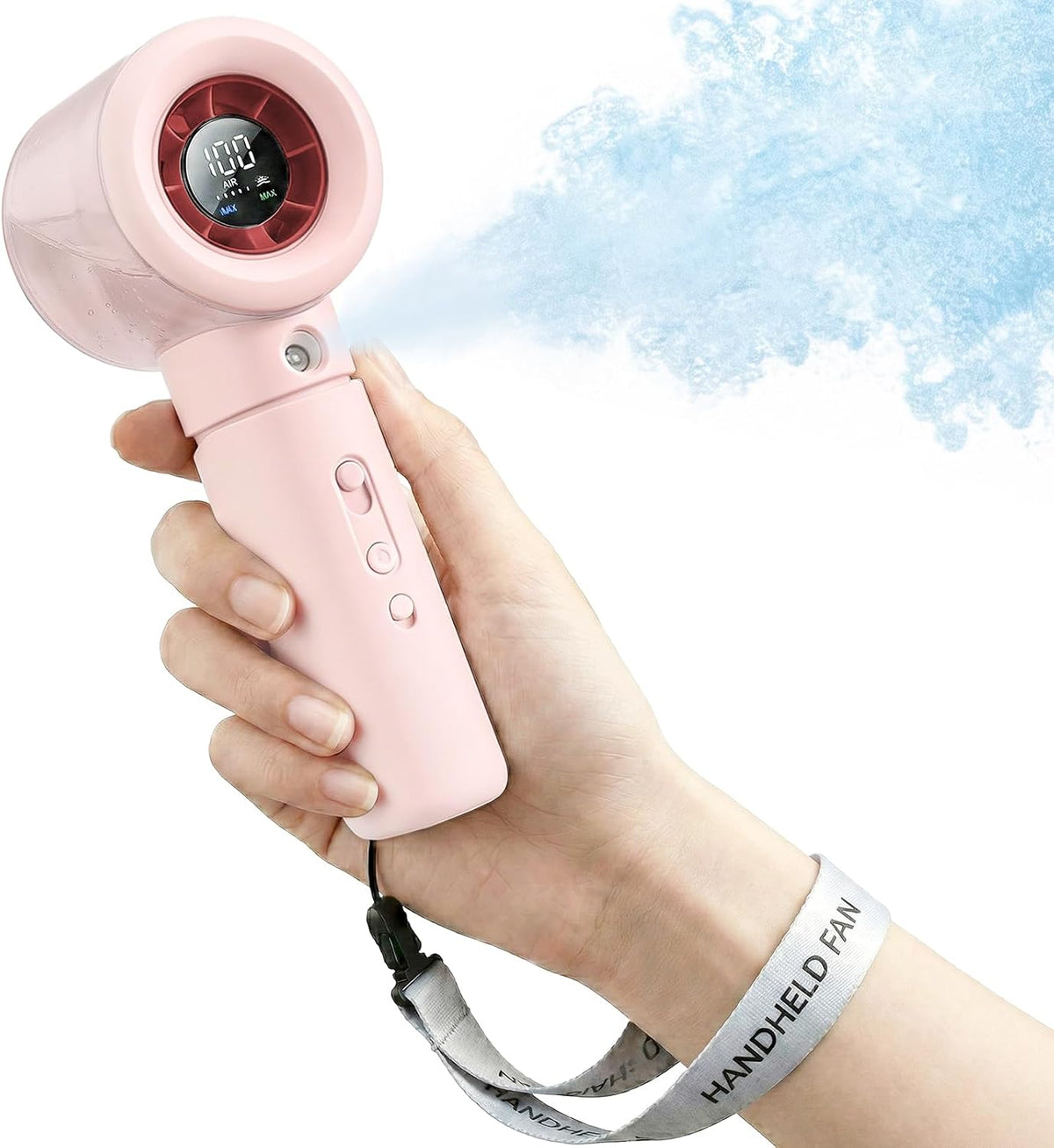 Handheld Turbo Misting Fan with LED Display & Safety Lock