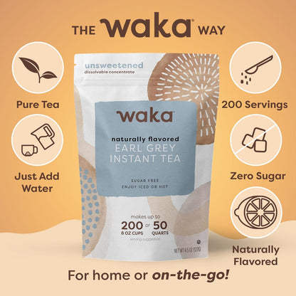 Waka Earl Grey Tea Powder for Baking & Lattes, Instant, 4.5 oz