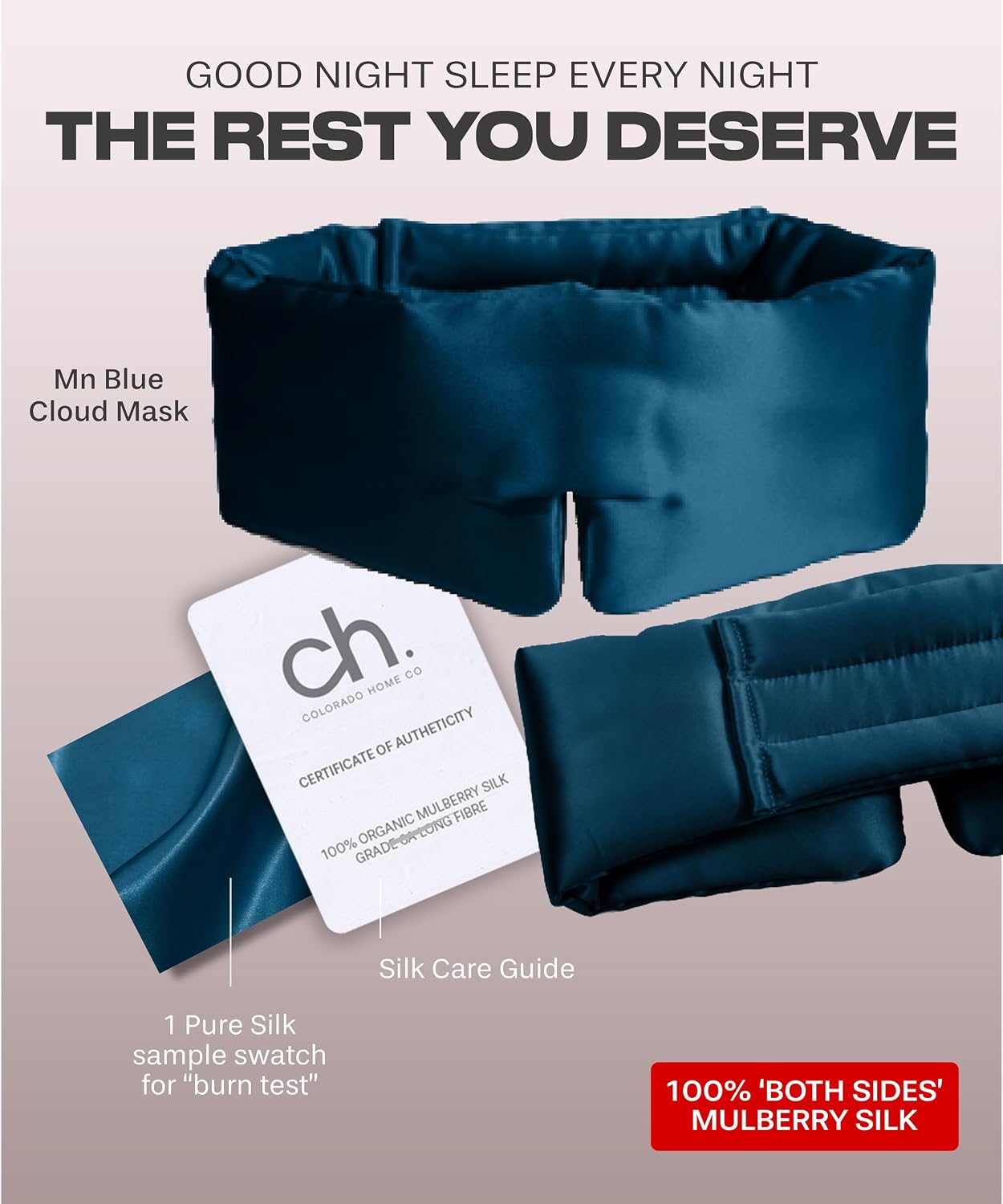 SUNDAYSILKS™ | Adjustable Silk Sleep Mask for Side Sleeper | Cloud-Like Comfort, Weighted for Deep Sleep | Soft Sleep Face Mask for Women & Men, Full Blackout, Cooling Silk Eye Mask for Sleeping