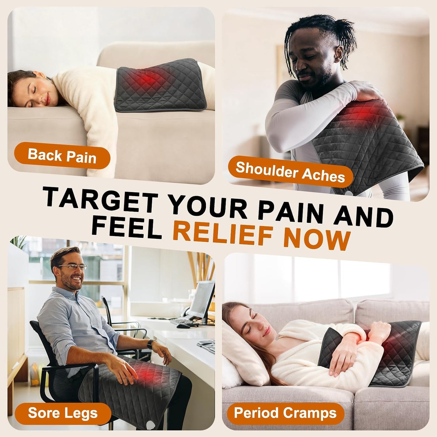 35 x 20 Inch King Size Electric Heating Pad for Back, Neck and Shoulders | FSA Eligible HSA, for Period Cramps, Abdomen and Knee, Dry or Moist Heat Use, 2H Auto Shut Off, 6 Heat Settings, Washable