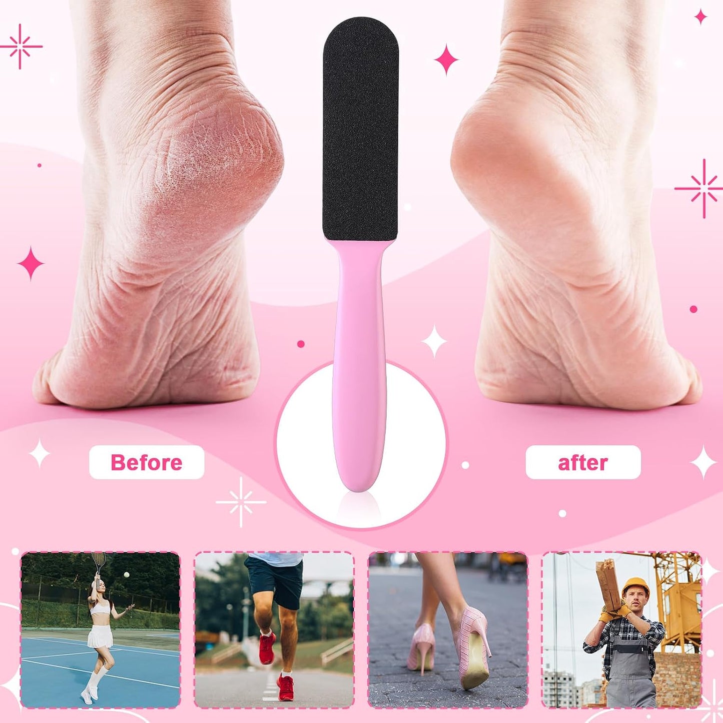 Mudder 2 Pieces Stainless Steel Pedicure Foot File Callus Remover Foot Scrubber Rasp with 20 Replaceable Coarse/Fine Double Side Reusable Pads for Care Cracked Skin Callus Remover Tool(Silver)