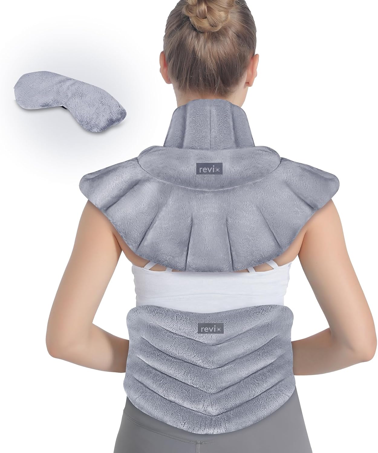 REVIX Microwave Heating Pad for Neck and Shoulders Lower Back, Warm Compress Heated Back Wrap with Weighted Plush, Hot Eye Mask, Set of 3