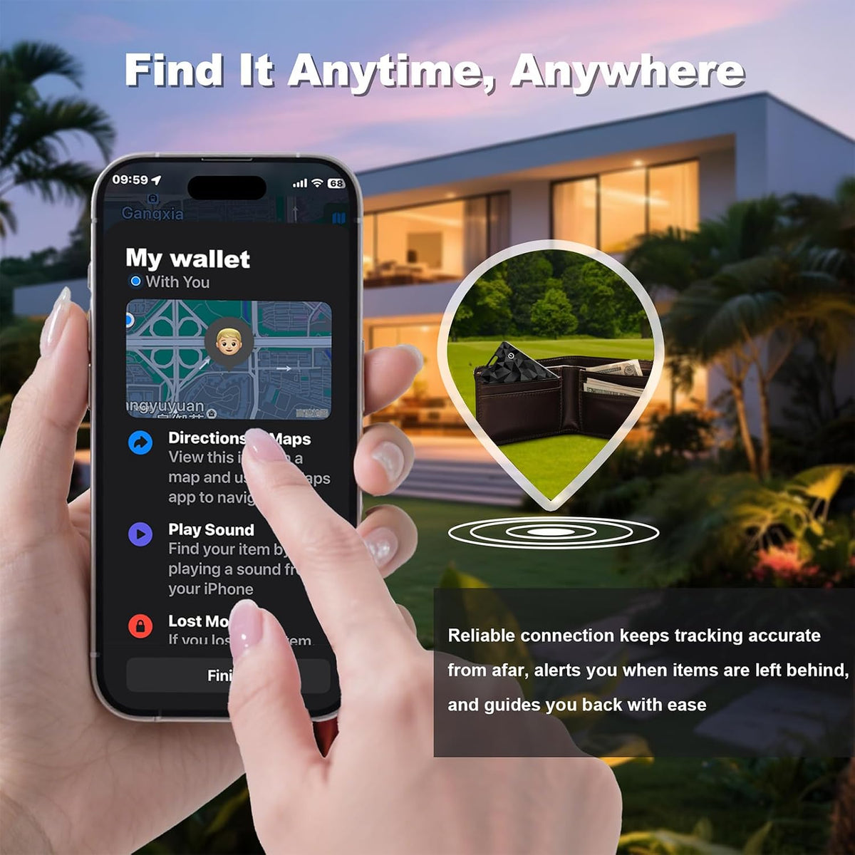 Wallet Tracker Card, Slim Rechargeable Bluetooth Item Locator, Smart Finder Compatible with Apple Find My for Wallet, Luggage, Passport, IP68 Waterproof (iOS Only) (Carbon Fiber Black)