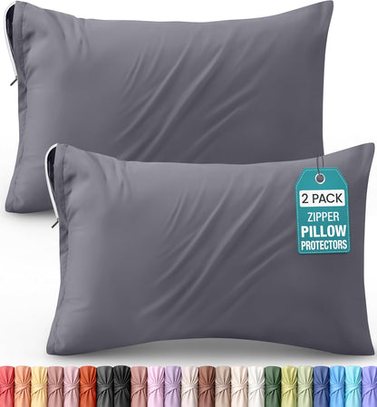 Utopia Bedding 4 Pack Pillow Protectors with Zipper Queen Size, Soft Brushed Microfiber Fabric Pillow Cases, Shrinkage and Fade Resistant Pillow Covers (White)