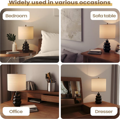 21" Modern Ceramic Table Lamp Set of 2 for Bedroom, Touch Control White Desk Lamps for Living Room, Farmhouse Bedside Lamps for Nightstand, End Table Lamps for Dorm Beige, Bulbs Not Included