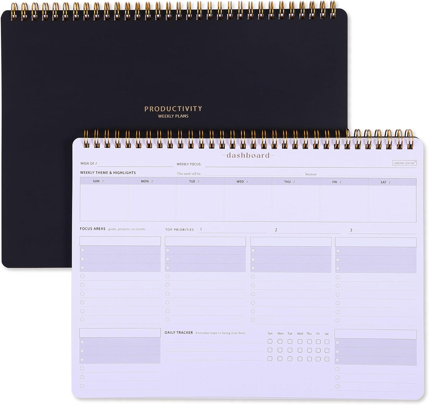 Sunday Start Weekly Planner with Habit Tracker - 8.5×11" Professional Productivity Tools to Organize Your Daily Tasks, Goals, Projects - Dashboard Desk Pad - ADHD To-Do List Notepad