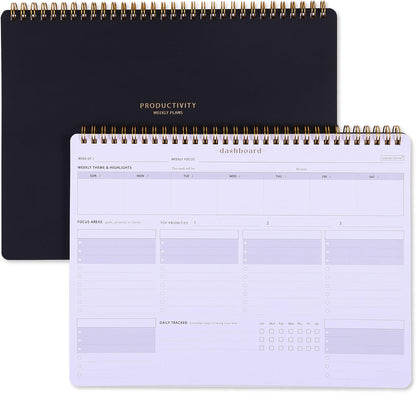 Sunday Start Weekly Planner with Habit Tracker - 8.5×11" Professional Productivity Tools to Organize Your Daily Tasks, Goals, Projects - Dashboard Desk Pad - ADHD To-Do List Notepad