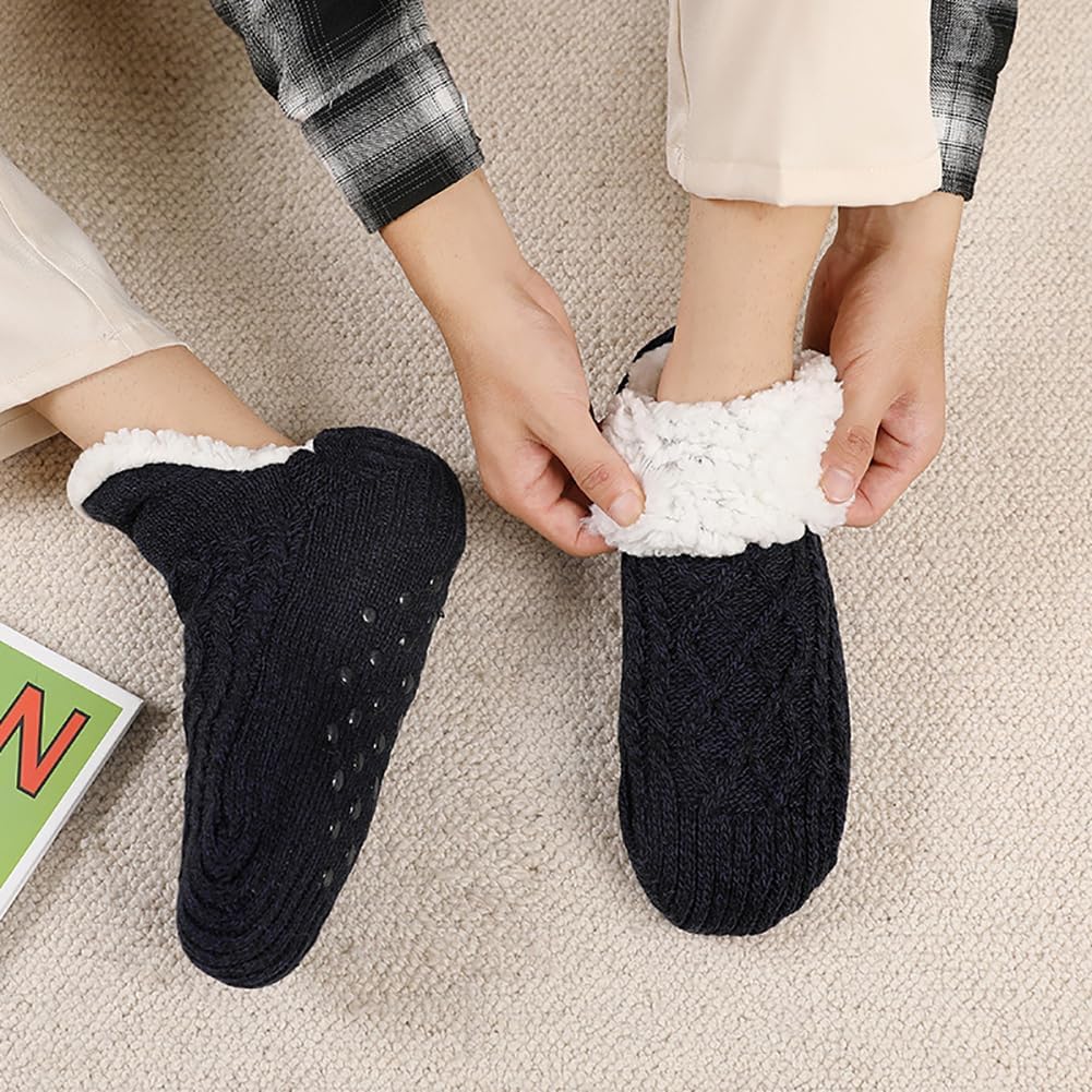 Unisex Fluffy Fuzzy Warm Slipper Socks for Men Women, Thick Fleece Lined Non-Slip Socks Indoor Floor