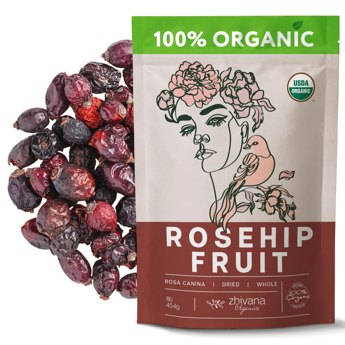 Organic Rosehips Dried 16oz. – Rose Hip Tea Loose Leaf – Vitamin C from Food