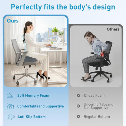 BlissTrends Seat Cushion with Velvet Cover, Thick Memory Foam Cushions for Office Chair, Car Seat, Airplane, Relieving Pressure Tailbone Sciatica Back Pain for Long Sitting, Car Drivers 4.7in Black