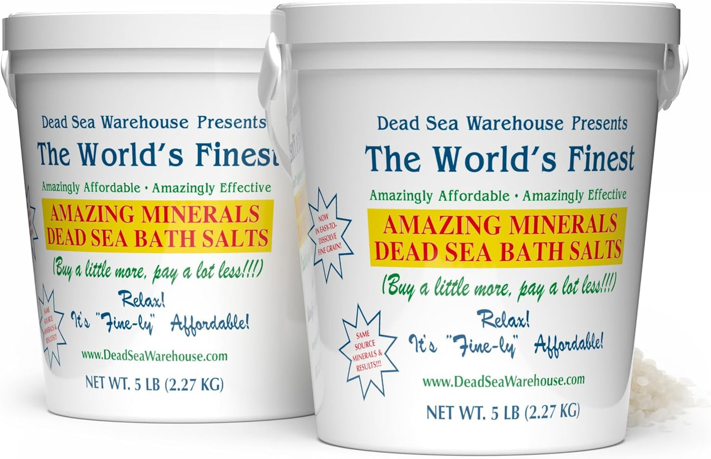 Dead Sea Warehouse-Amazing Minerals Dead Sea Bath Salts,100% Full Mineral Therapeutic Bath Salts, Detoxifying & Moisturizing, Exfoliating for Dry Skin, Unscented(5 lbs)