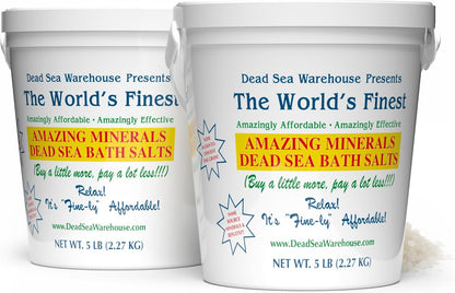 Dead Sea Warehouse-Amazing Minerals Dead Sea Bath Salts,100% Full Mineral Therapeutic Bath Salts, Detoxifying & Moisturizing, Exfoliating for Dry Skin, Unscented(5 lbs)