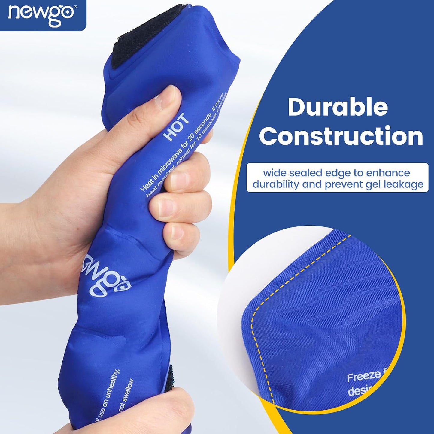 NEWGO Ankle Ice Pack Wrap for Sprained Relief, Ice Pack for Ankle Inuries Reusable, Cold Therapy for Ankles Swelling, Post Surgery Recovery - Blue