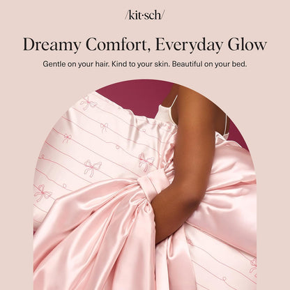 Kitsch Satin Pillowcase with Zipper for Hair & Skin - Softer Than Silk Pillow Cases, Smooth Cooling Satin Pillow Case, Wrinkle-Free, Machine Washable - Pillow Cases Standard Size (19x26) - Blush