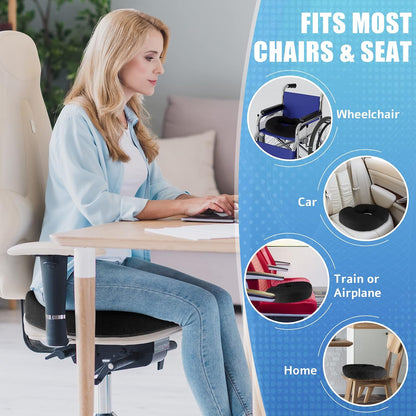 BlissTrends Donut Pillow Seat Cushion,Donut Chair Cushions for Postpartum Pregnancy & Hemorrhoids,Tailbone Pain Relief Cushion,Memory Foam Lifting Cushions for Office&Home Chairs (Black)
