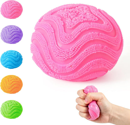 Fuzz Squishy Stress Ball, Soft Fidget Toy for Anxiety Relief, Sensory Squishy Ball (Purple)