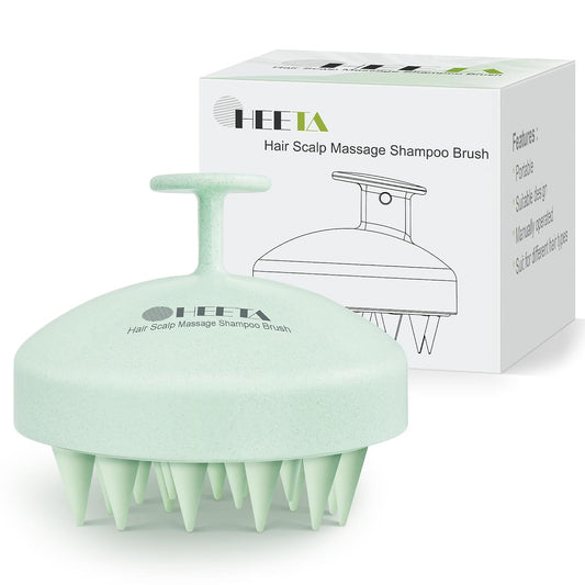 HEETA Wheat Straw Scalp Scrubber Shampoo Brush Massage Tool for Hair Growth