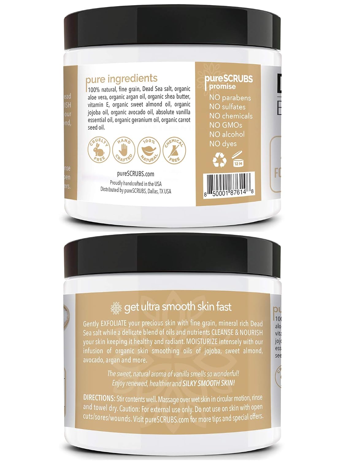 pureSCRUBS Premium Cucumber Body Scrub Set, Exfoliating Dead Sea Salt Scrub