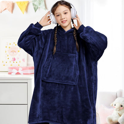 Waitu Wearable Blanket Sweatshirt Gifts for Women and Men, Warm and Cozy Giant Blanket Hoodie, Thick Flannel Blanket with Sleeves and Giant Pocket - Dark Gray