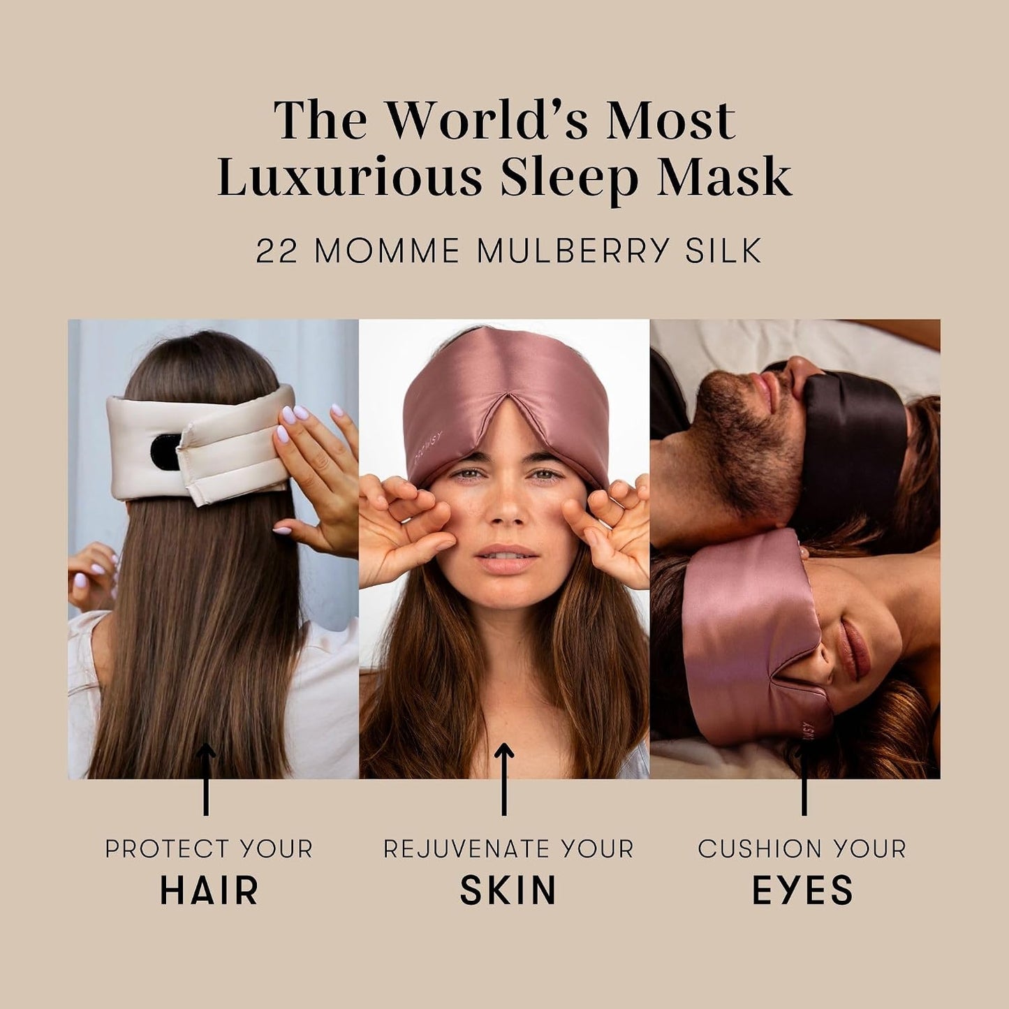 DROWSY Silk Sleep Mask - Face-Hugging, Padded Cocoon for Luxury Sleep in Total Darkness - 100% Pure Mulberry Silk (Black Jade)