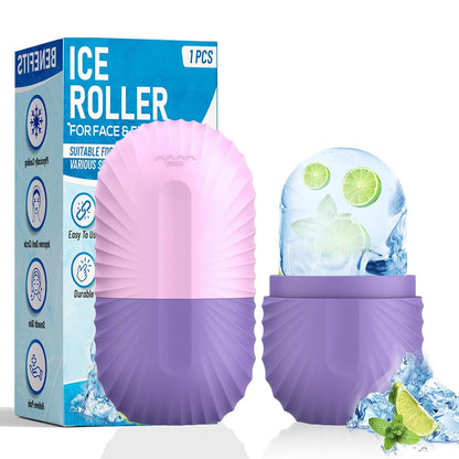 Ice Roller for Face and Eye, Reusable Silicone Ice Facial Roller Ice Holder, Face Ice Mold Skin Care, Ice Cube Roller for Shrink Pores Anti Wrinkle Reduce Puffiness, Black