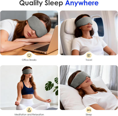 Weighted Eye Mask for Sleeping, Soft Minky Sleep Mask for Side Sleeper with Adjustable Buckle, 100% Blockout Design, Ideal for Meditation, Relaxation and Travel, Includes Storage Pouch (Grey)
