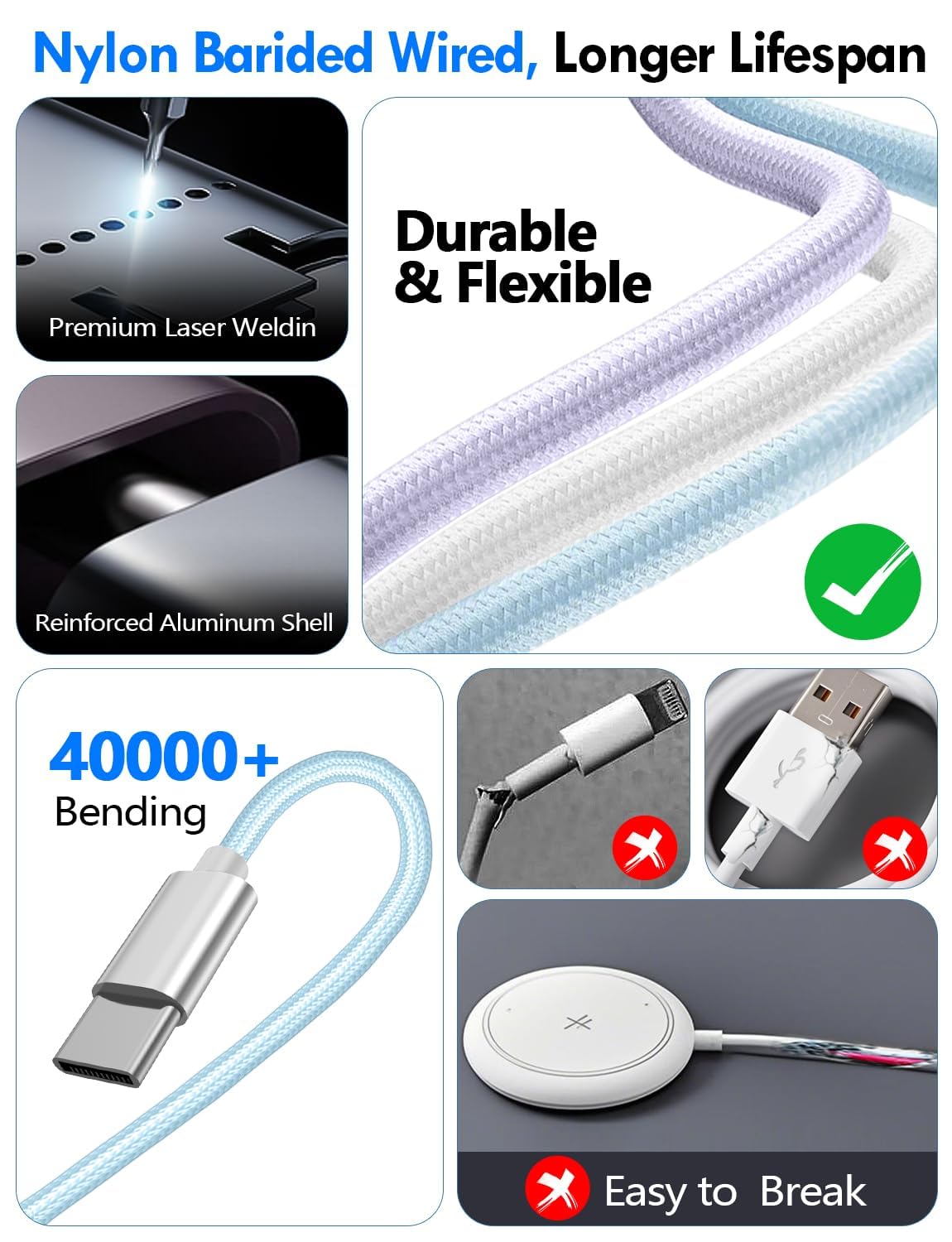 Travel Essentials for Apple Watch Charger,3-in-2 Multi Charging Cable