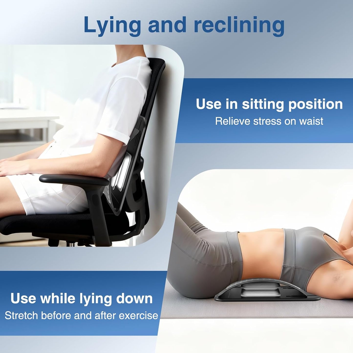 Back Stretcher for Lower Back Pain Relief, Adjustable Lumbar Traction Device, Ergonomic Spine Board with Acupressure Points, Back Massager for Spinal Decompression and Scoliosis