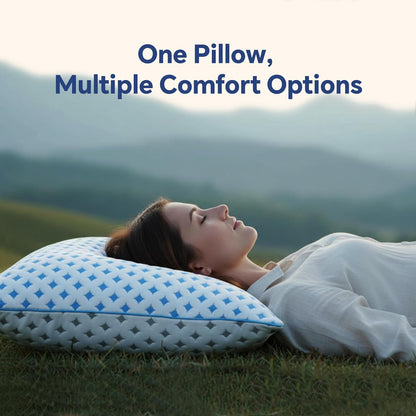 Memory Foam Pillows 2 Pack – Adjustable Loft Cooling Pillows King Size Set of 2 for Sleeping, Firm, Supportive, and Breathable Design for Hot, Side, Back, and Stomach Sleepers