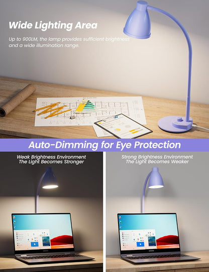 BOHON LED Desk Lamp with USB Charging Port 3 Color Modes Dimmable, Black