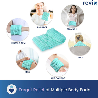 REVIX 6 * 12" Moist Heating Pad Microwavable, Reusable Microwave Heating Pads for Joints, Weighted Heat Packs with Flaxseeds for Shoulders, Neck, Back, Unscented