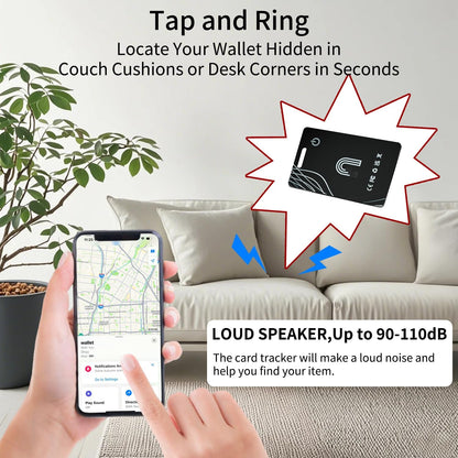Ultra-Thin Wallet Tracker Card Works with Apple Find My, Rechargeable Slim Tracking Card, Bluetooth Tracker for Wallets, Key Finder & Item Locator for Luggage, Passports - MFi Certified iOS Only