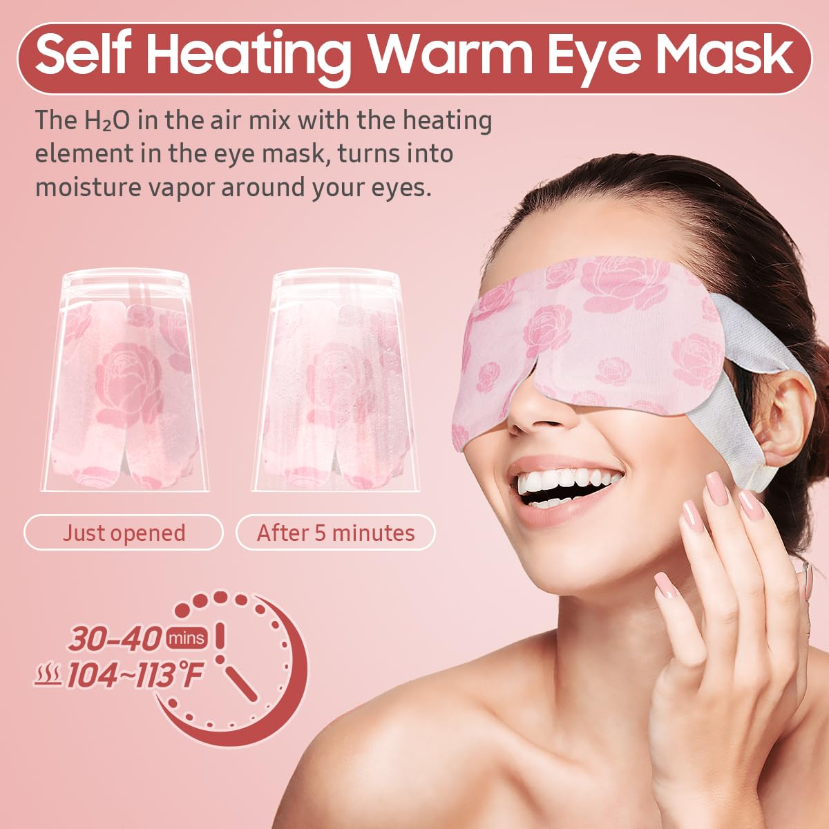 BeHoomi 20 Packs Steam Eye Mask, Heated Eye Mask Warm Compress for Eyes, Disposable Self Heating Steam Mask for Home, Sleep, Spa, Travel Essentials & Relaxation Gifts for Women (Lavender)