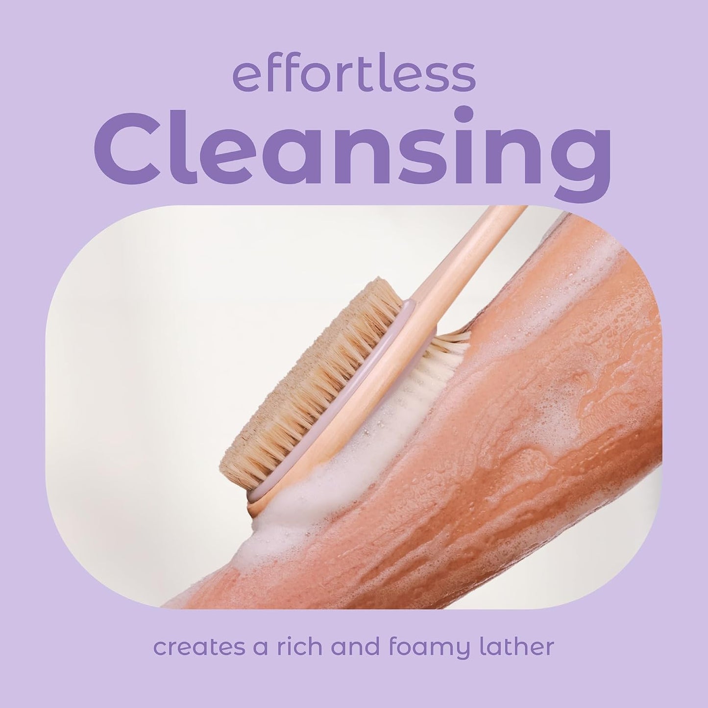 MainBasics Back Scrubber Shower Brush, Lavender, Long Handle