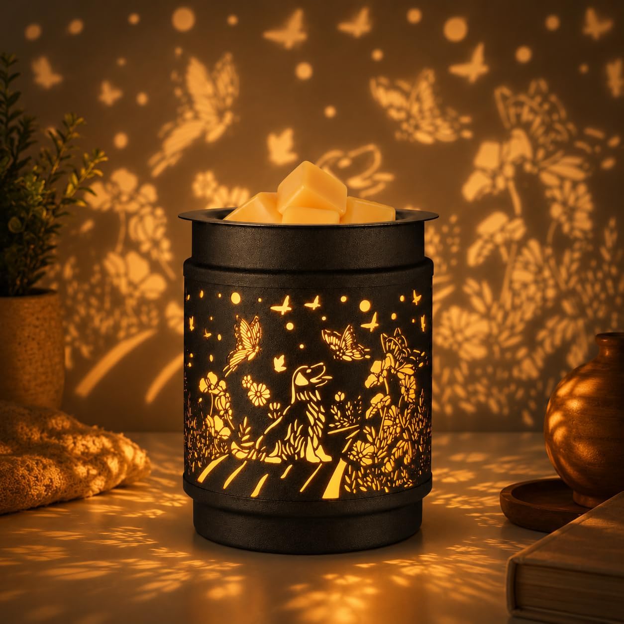 kobodon Wax Melt Warmer Metal Wax Warmer for Scented Wax Electric Fragrance Candle Oil Burner 2 in 1 Wax Melts as Gifts for Moms Grandma Women Girls(Sunflower)