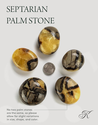KALIFANO Palm Stone with Healing & Calming Effects - AAA+ Grade High Energy Worry Stone with Information Card - Reiki Crystal Used for Courage (Family Owned and Operated)