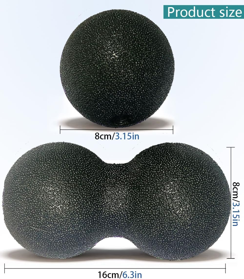 Peanut Massage Ball, Double Lacrosse Foam Roller for Physical Therapy, Firm | Deep Tissue Exercise, Myofascial Release, Muscle Knots Acupoint Relief, Trigger Point Tool for Neck Back Feet Waist Pain