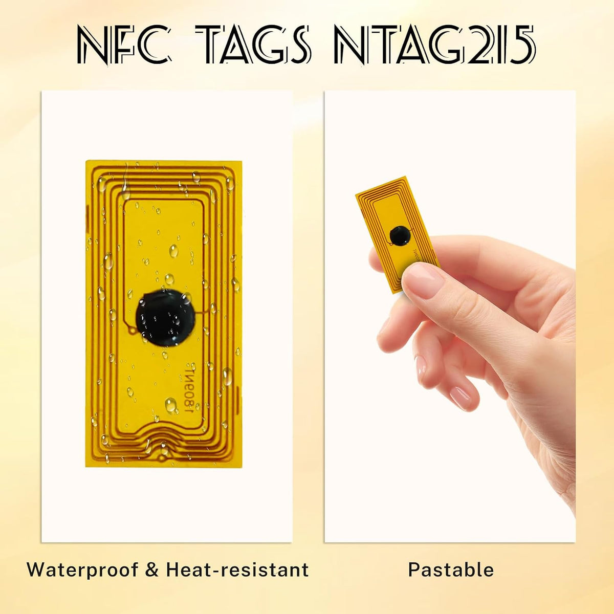 NFC Tags NTAG215 FPC Tag Stickers, Flexible Smart Nail Electronic Tags NFC Key Tag Waterproof Programmable RFID Sticker 10mm Round