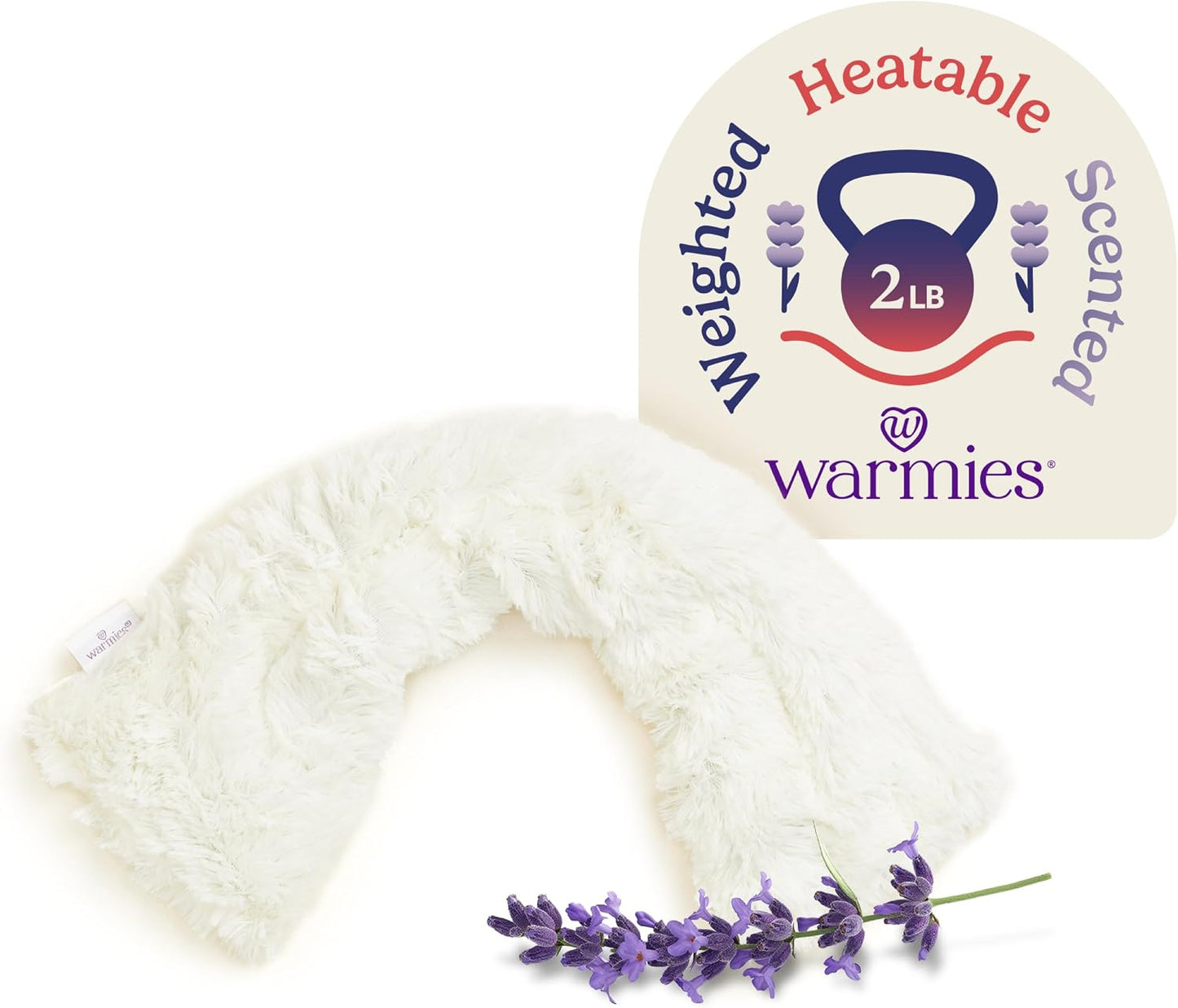 warmies Microwavable Neck & Shoulder Wrap - Weighted Neck Wrap - Microwavable Heat Pack for Shoulders - Chillable Heating Pad with Lavender for Aches & Pain - Marshmallow Gray, 19 x 5 x 3 in, 2 lb