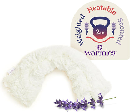 warmies Microwavable Neck & Shoulder Wrap - Weighted Neck Wrap - Microwavable Heat Pack for Shoulders - Chillable Heating Pad with Lavender for Aches & Pain - Marshmallow Gray, 19 x 5 x 3 in, 2 lb