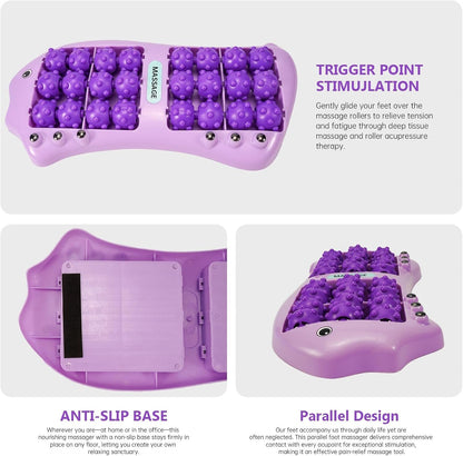 Foot Roller Massager for Plantar Fasciitis Pain Relief, Large Size Under Desk Feet Massage, Manual Acupressure Tool, Eases Pain & Cold Feet, Boosts Circulation, Split Portable & Washable