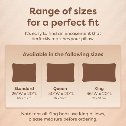 HOSPITOLOGY PRODUCTS Pillow Encasement- Zippered Bed Bug Dust Mite Proof Hypoallergenic - Sleep Defense System - Standard - Waterproof - Set of 2 - 20" H x 26" W