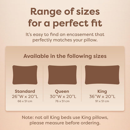 HOSPITOLOGY PRODUCTS Pillow Encasement- Zippered Bed Bug Dust Mite Proof Hypoallergenic - Sleep Defense System - Standard - Waterproof - Set of 2 - 20" H x 26" W