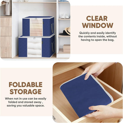 BALEINE Clothes Storage Bags, 24 Gallon Storage Containers with Reinforced Handle, Sturdy Zipper, Closet Organizer for Blanket, Comforter, Pillow, Bedding (Brown)