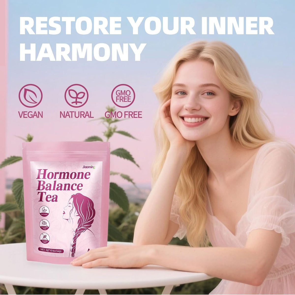 Jiaoming Hormone Balance Herbal Tea for Women Regulate Healthy Cycle, With Natural Peppermint,Ginger,Raspberry,Nettle Leaves, Female Care Support