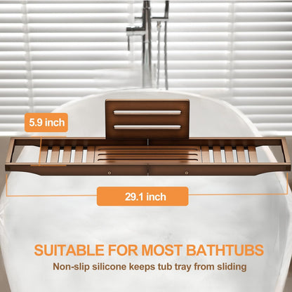 Bathtub Tray Caddy - Bath Tray - Bath Tub Table Tray Caddy - Bamboo Bath Tray for Tub
