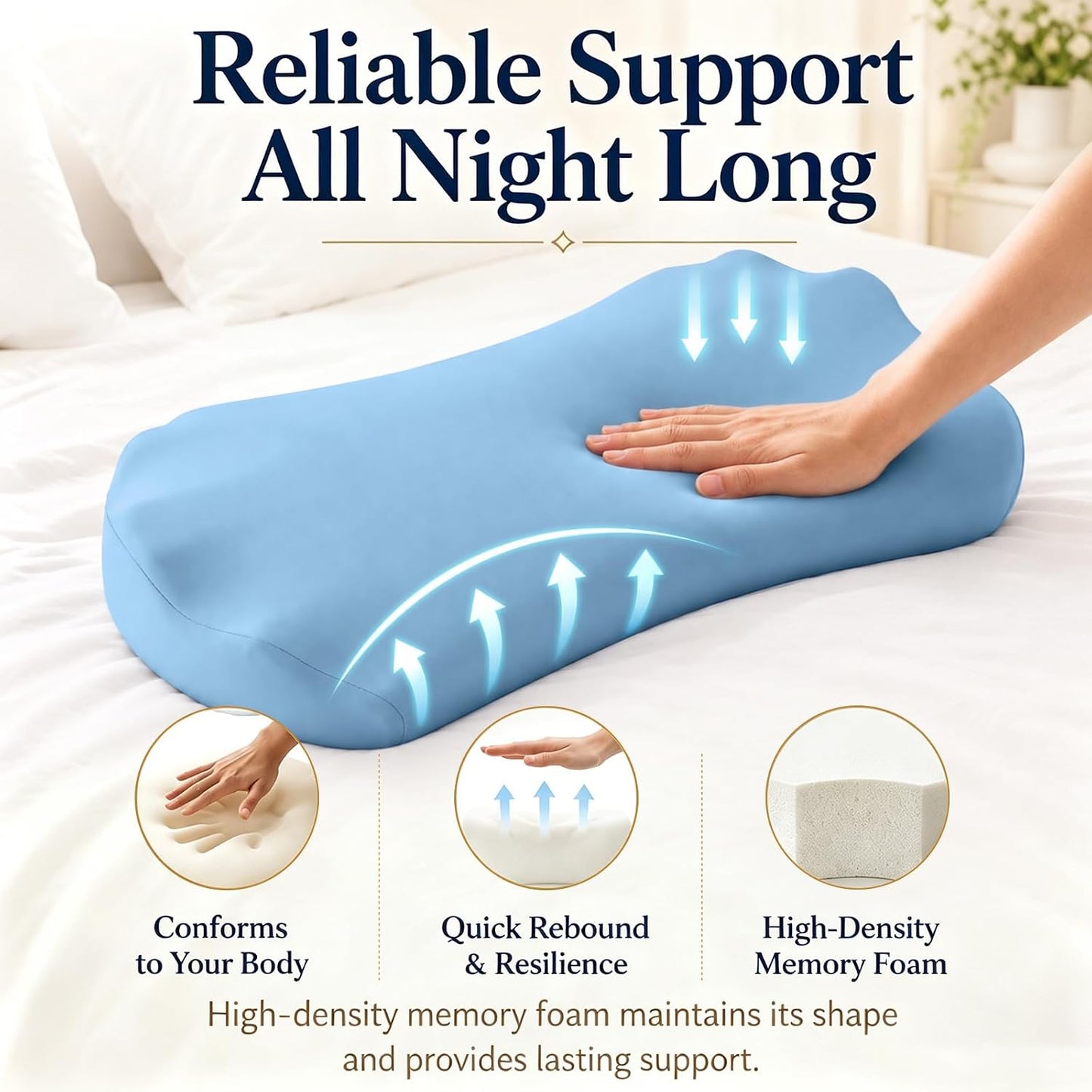 Fledano Lumbar Pillow for Sleeping, Lumbar Support Pillow for Bed for Back Pain Relief, Memory Foam Lower Back Pillow for Bed, Back Support Pillow for Side & Back Sleepers, Washable Cover
