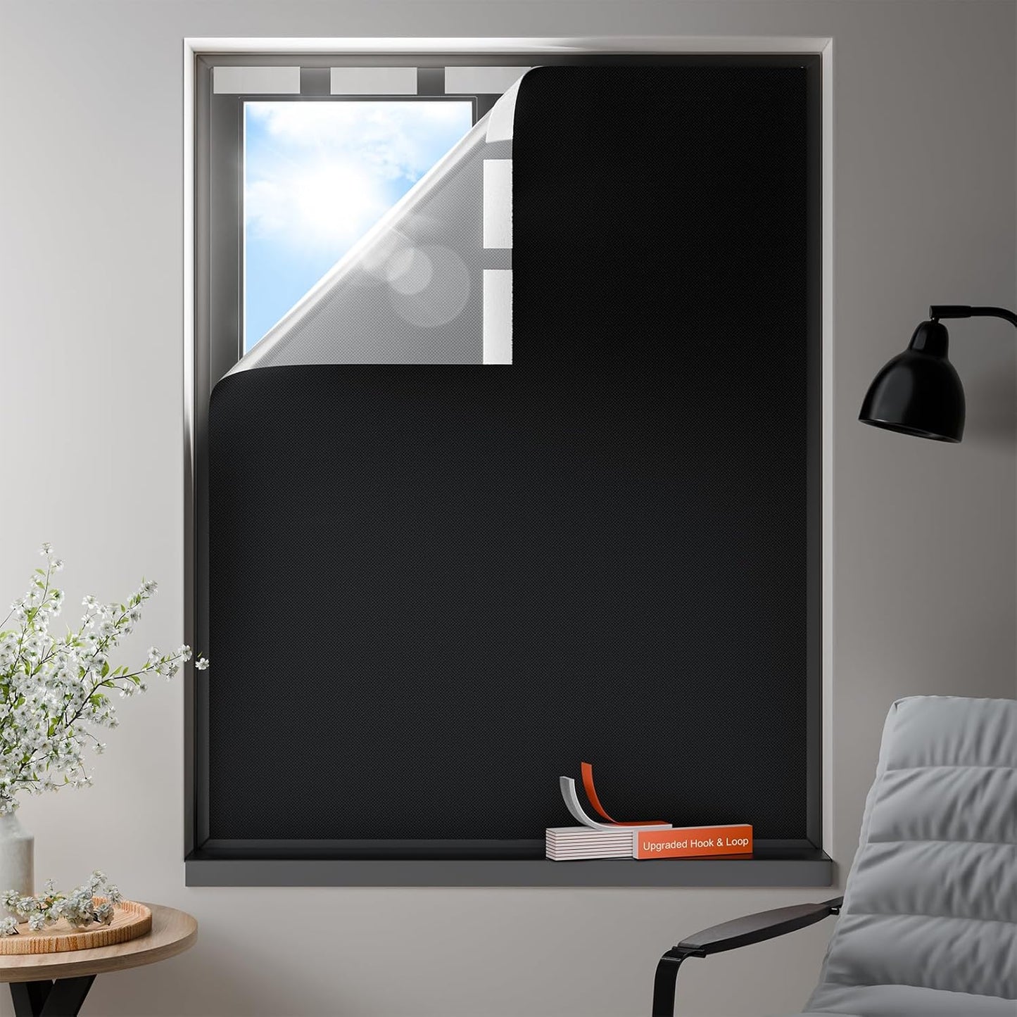 100% Blackout Curtains, Portable No Drill Window Shades, DIY Blackout Window Cover with Hook and Loop, for Bedroom, Baby Nursery, Travel, DormRoom, Apartment (42" x 60") - Colors I