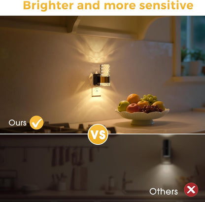 L LOHAS LED Night Lights Plug into wall, Amber Night Light with Adjustable Brightness, Plug in NightLight with Auto Light Sensor, Wall Sconce-Style Design Night Light for Bathroom,Hallway, 2 Pack